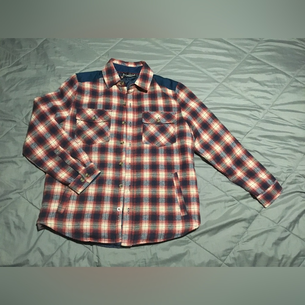 Flannel shirt jacket with quilted lining